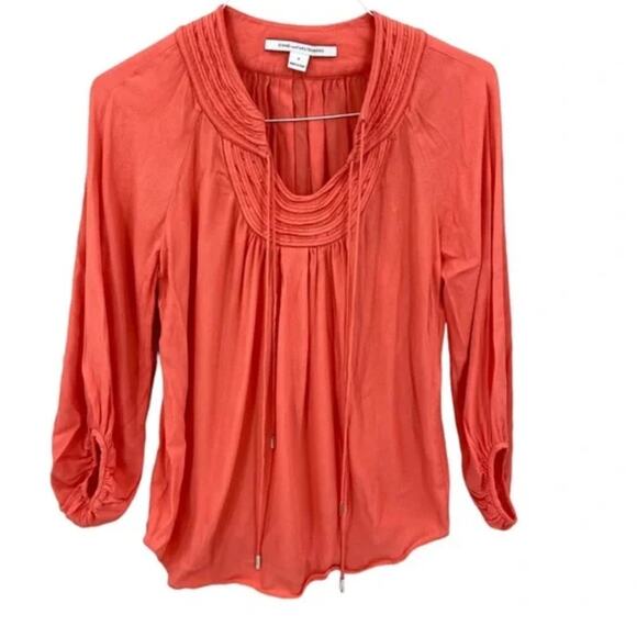 Diane Von Furstenberg Aquilina Blouse Tassel Tie Orange Top Size 2 - Picture 1 of 5